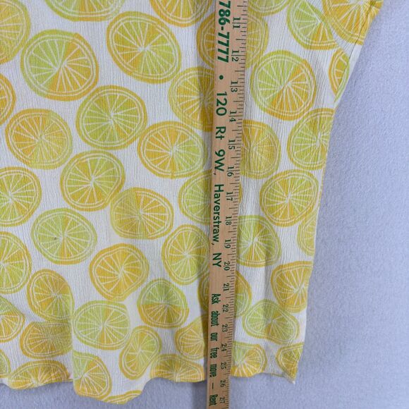 SIGRID OLSEN Top S Lemon Print Crinkle Gauze V-Neck Beaded Sequin Cotton Yellow - Picture 12 of 13
